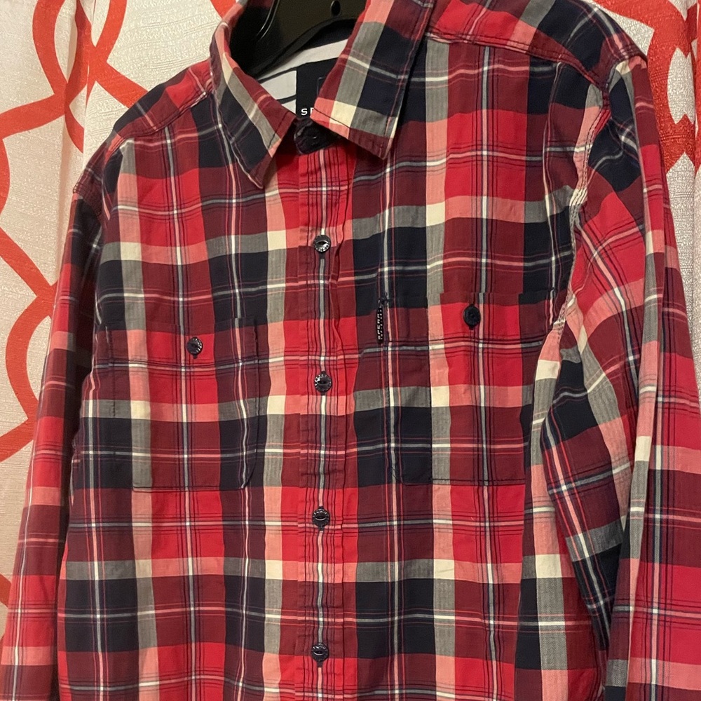 💰Sperry Men's Red Plaid Button Down XL